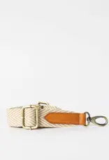 Herringbone Webbing Strap in Sand Color with Cognac Classic Leather