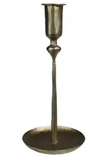 Percy Roughhewn Brass Candlestick with Vintage Patina -  12 inches