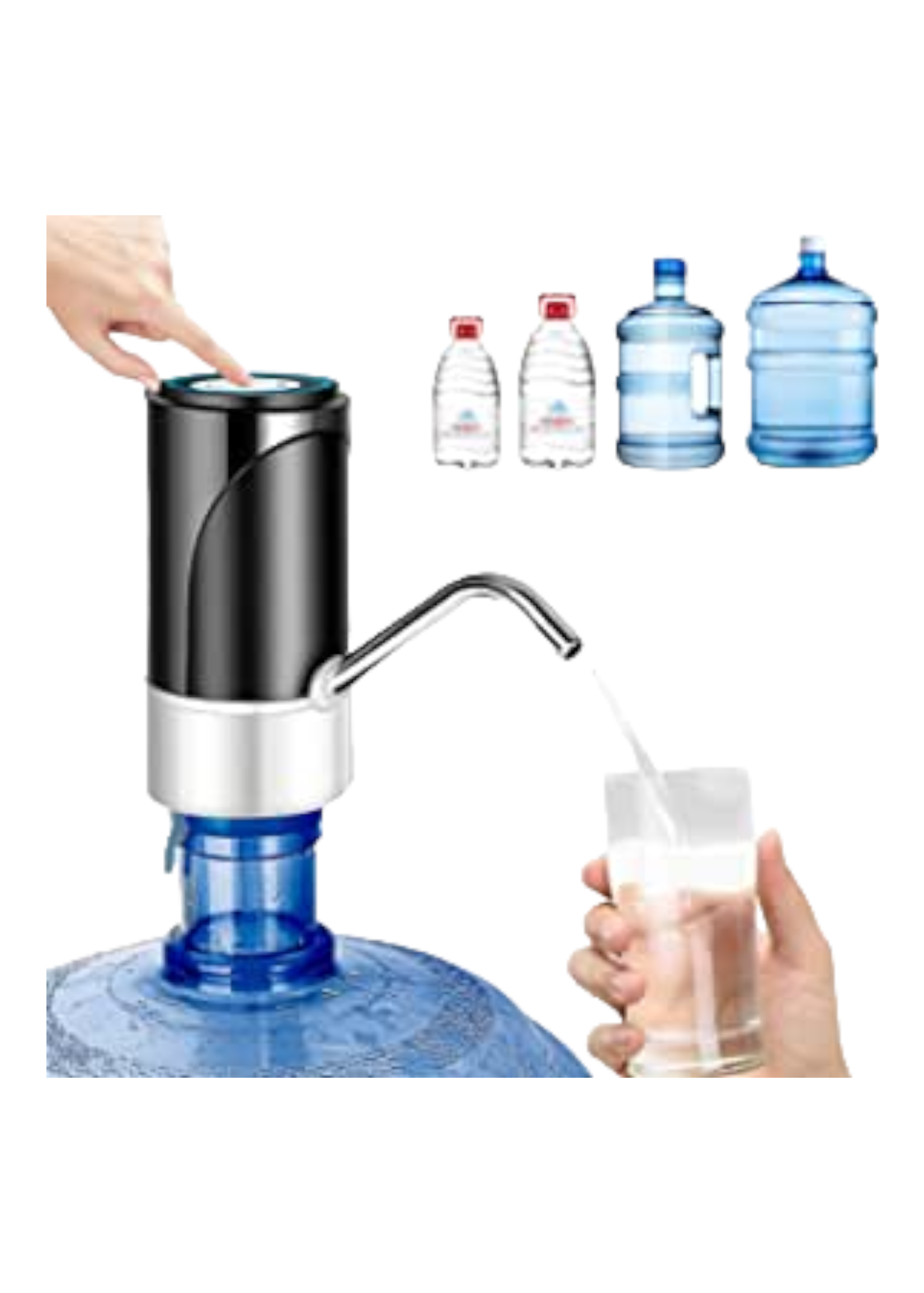 Pompe d'eau portable pour bouteille d'eau universelle, rechargeable par  USB, pompe à eau automatique (noir)