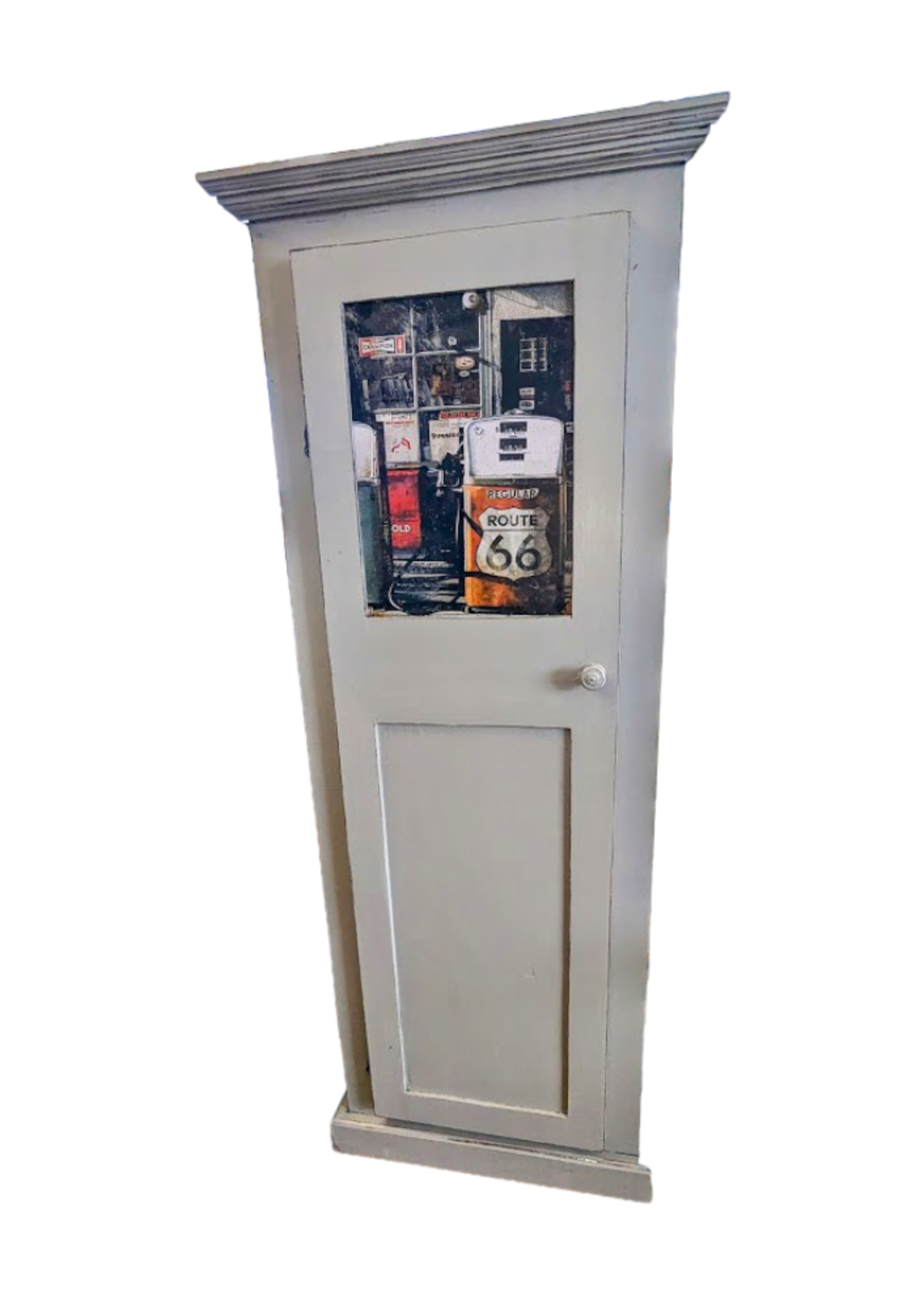 Armoire déco route  24l x 61h x 16p grise