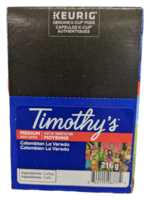 Timothy's Café K-Cup Timothy s,  Colombien La Vereda, boite de 24