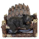 Bear paw coasters w/bear on log holder