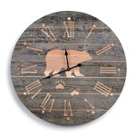 Barnwood carved bear 23.6"clock