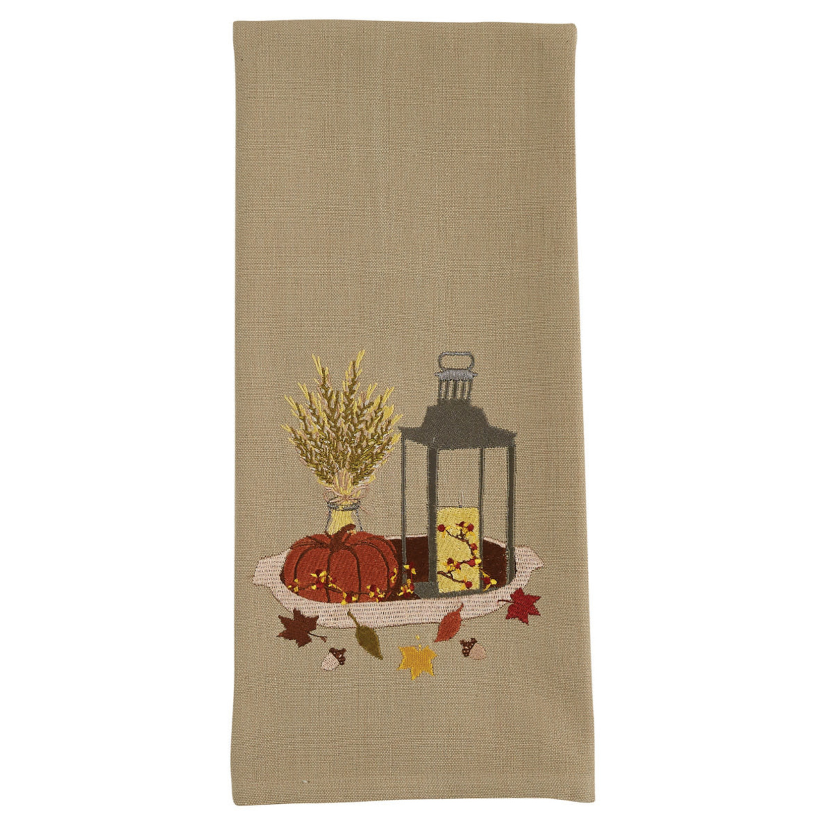 Lantern w/pumpkin dishtowel