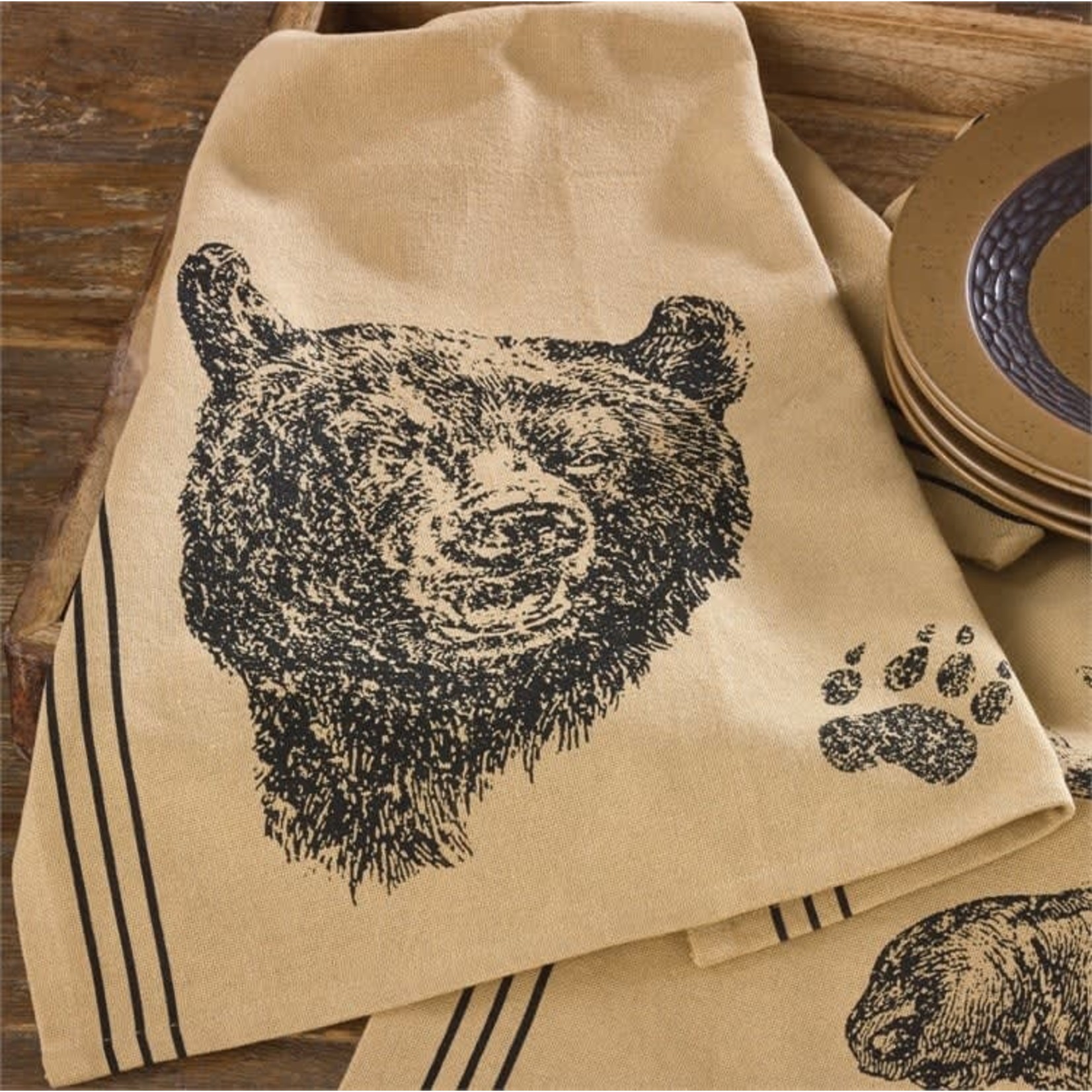Blk bear printed dishtowel