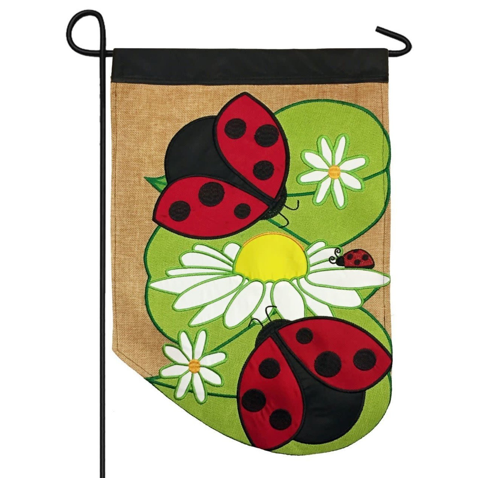 Burlap Ladybugs grdn flag