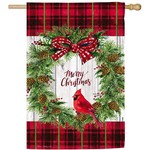 Christmas cardinal wreath lg flag