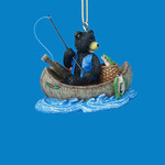 Fishing Black bear in canoe orn