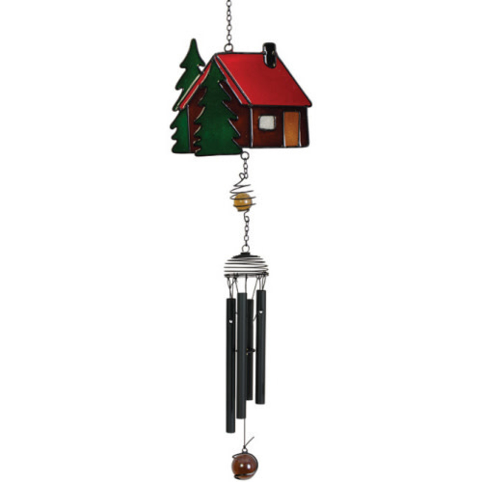 CABIN STAINED GLASS WINDCHIME