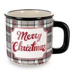 Merry Christmas red & black plaid mug