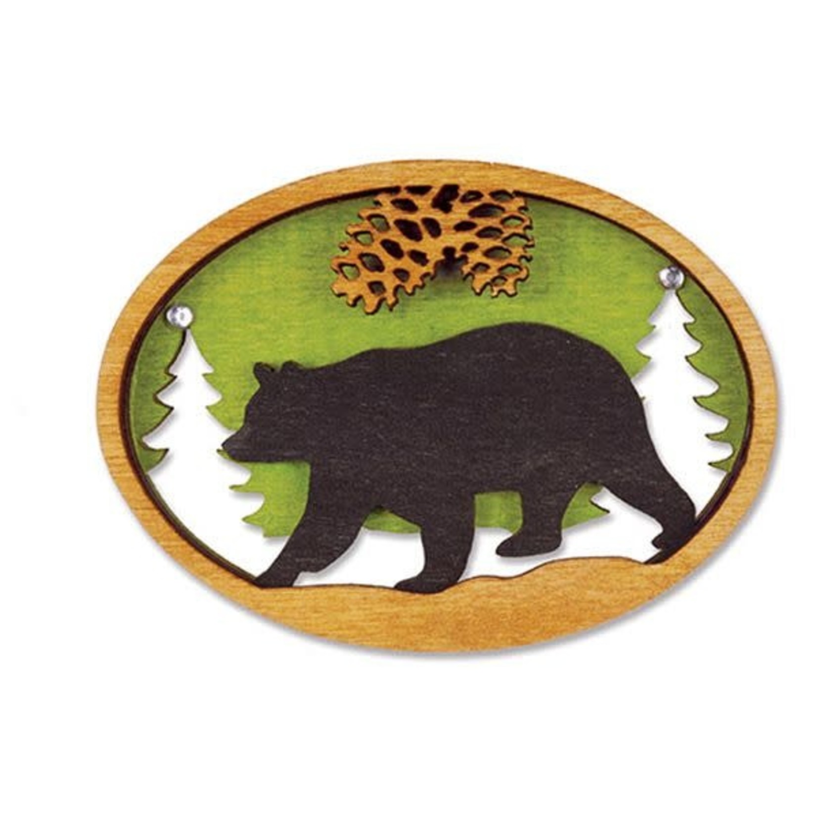 Laser cut wood bear magnet