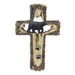 BEAR & PAWS ON FAUX WOOD CROSS