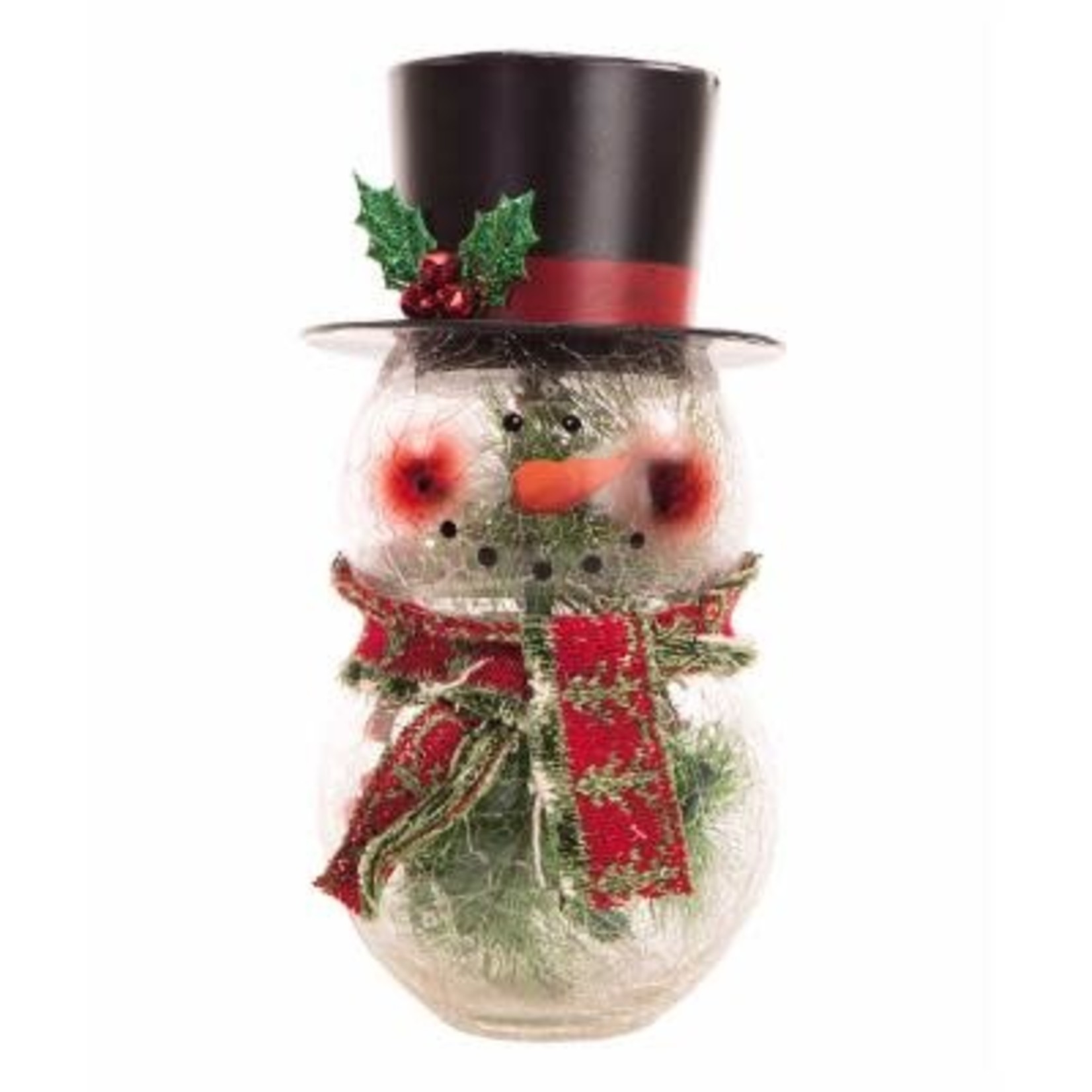 Lighted crackled glass snowman
