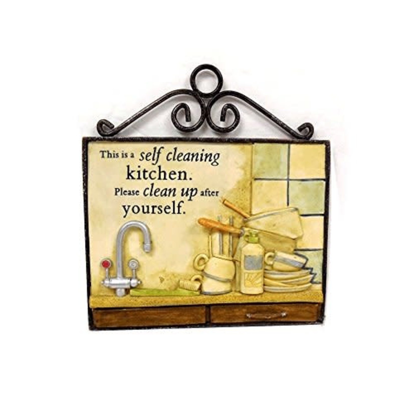 Cleanin Lg Hanging Plaque