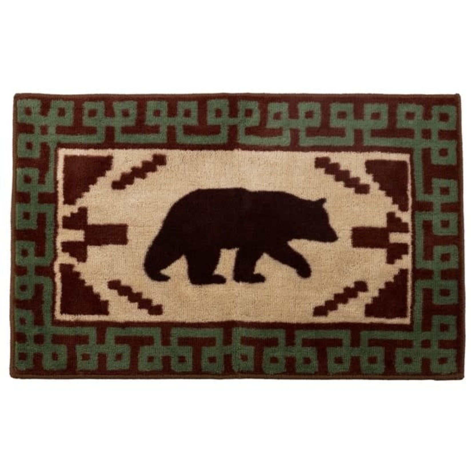 Bear with a green border rug