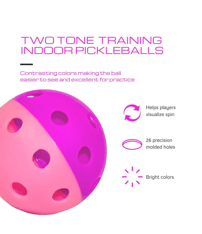 Two Tone Indoor Training Pickleballs (6 pk)