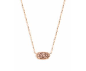 Elisa Rose Gold Pendant Necklace in Rose Drusy