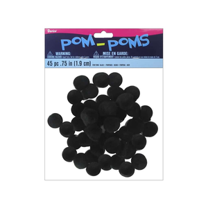 Darice . DAR Pom Poms - Black 3/4” 45 pcs