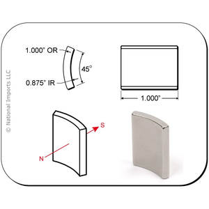 Magcraft Magnets . MFM 1” X 0.875” X 1” RARE EARTH ARC MAGNET (2)