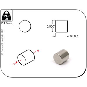 Magcraft Magnets . MFM 0.5” X 0.5” Rare Earth Rod Magnet (4)