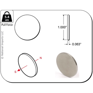 Magcraft Magnets . MFM 1” X 0.0625” Rare Earth Disc Magnet (6)