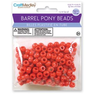 CraftMedley . CMD Red Barrel Pony Beads