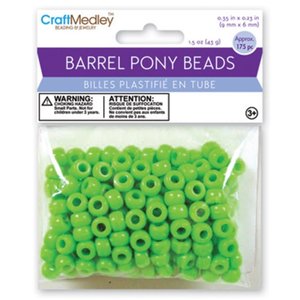 CraftMedley . CMD Kelly Green Barrel Pony Beads