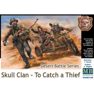 Masterbox Models . MTB 1/35 Desert Battle: Skull Clan Thief & Warrior Riders (2) on Motorcycle w/Sidecar