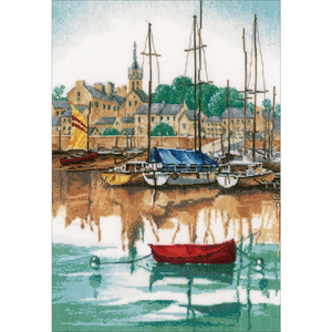 LanArte . LAN (DISC) LanArte Counted Cross Stitch Kit 12.4" X 17.2" - Sunrise At Yacht Harbor (30 Count)