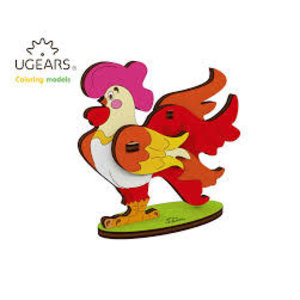 UGears . UGR UGears Rooster 3D-puzzle Coloring Model - 8 pieces