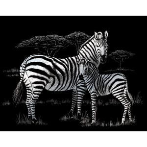 Royal (art supplies) . ROY Zebras - Silver Foil Engraving Art Kit 8"X10"