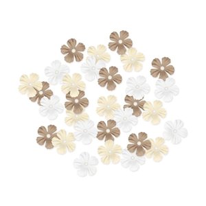 MultiCraft . MCI (DISC) Handmade Paper Flowers 30/Pkg Neutral W/Pearl Calyx