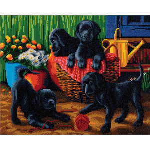 Craft Buddy . CBD Black Labrador Pups - Crystal Art Kit (Large)