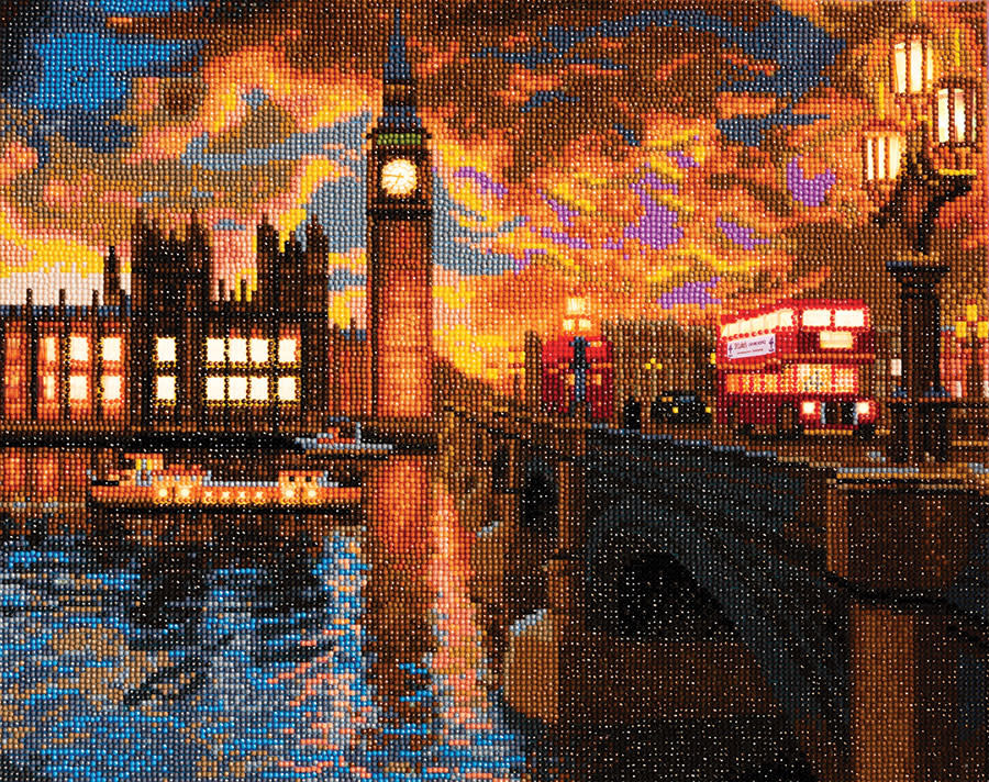 London Sunset - Crystal Art Kit (Large LED) - PM Hobbycraft