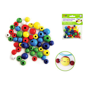 Krafty Kids . KFK 10mm-16mm Asst Round Beads 50 pk Colored