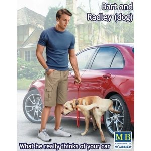 Masterbox Models . MTB 1/24 Bart & Radley the Dog w/Leg-Up