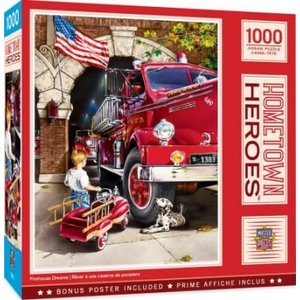 Master Pieces (Puzzles) . MST Hometown Heroes Firehouse Dreams ( Litle boy w/toy firetruck )
