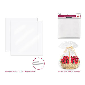 Craft Decor . CDC Clear Basket Cello Bags 2 Pack And Twist Ties 22x25