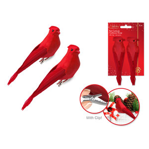 MultiCraft . MCI Red Cardinals 2 Pack Christmas Ornaments