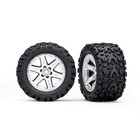 Traxxas . TRA Tires & Wheels, assembled, Glued (2.8") (RXT Satin Chrome Wheels, Talon Extreme Tires, Foam Inserts) (2) (TSM Rated)
