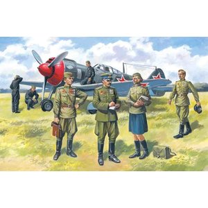 Icm . ICM 1/48 Soviet Air Force Pilots and Ground Personnel (1943-1945) (7 figures - staff officer, 2 pilots, 3 mechanics, military servicewomen)