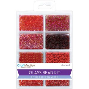 CraftMedley . CMD Glass Bead Kit Rocailles/Seed Beads/Bugles 45g ULTIMIX H) Rouge