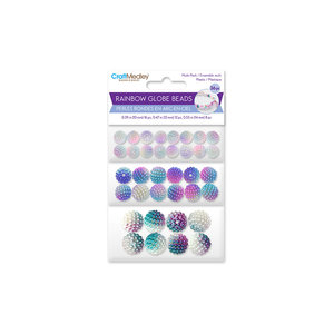 CraftMedley . CMD Plastic Beads 10+12+14mm Globe Rainbow Micro Bead Multi Packs 36pc Asst #1