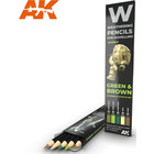 A K Interactive . AKI Watercolor Pencil Set Green And Brown