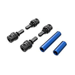 Traxxas . TRA Traxxas Driveshafts, center, male (metal) (4)/ Driveshafts, center, female, 6061-T6 alum (Blue-anodized) (F&R)/ Screws/Threadlock (4)