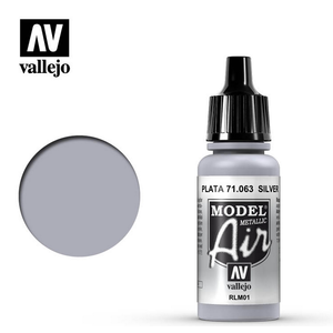Vallejo Paints . VLJ Silver Model Air Acrylic 17 ml