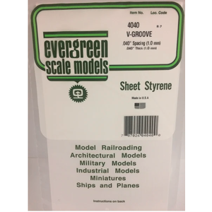 Evergreen Scale Models . EVG V-GROOVE .040 X 6 X 12.040
