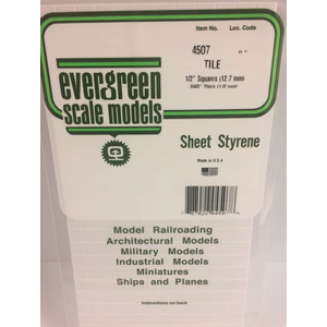 Evergreen Scale Models . EVG Square tile 1/2"-Evergreen