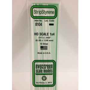 Evergreen Scale Models . EVG HO strip 1X4(10)