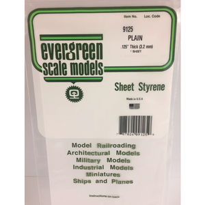 Evergreen Scale Models . EVG Evergreen 6"x12" Plain Sheet .125 (3.2mm)